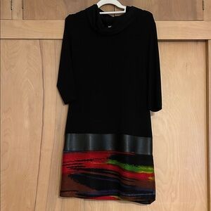 Joseph Ribkoff Black and Red Textured Dress